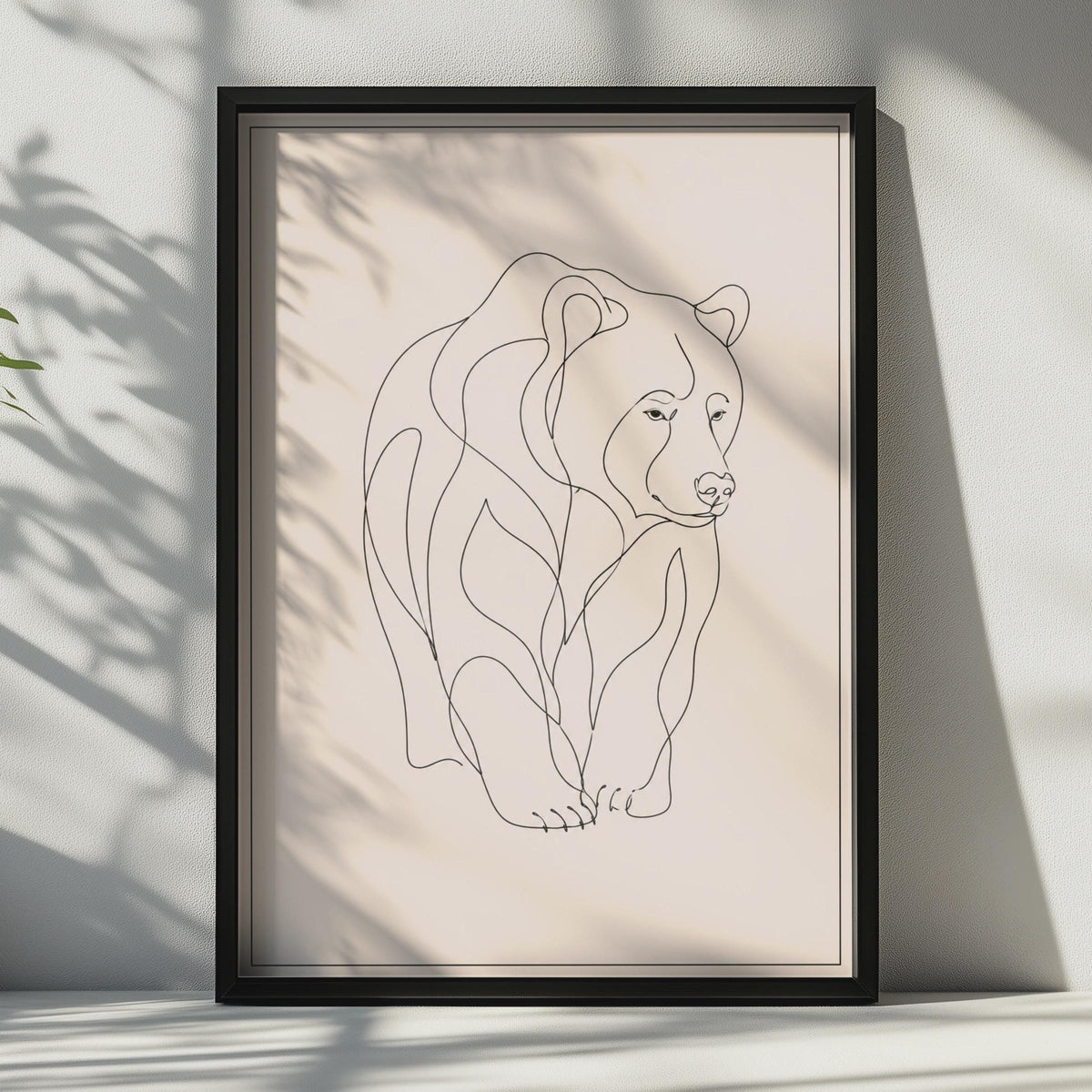 Bear Line Art Print, Minimalist Continuous Animal Wall Art, Boho Home Decor