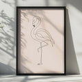 Minimalist Flamingo Line Art Poster, Blush Pink Wall Decor (Print)