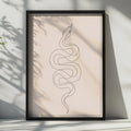 Snake Line Art Poster, Minimalist Animal Wall Art, Blush Pink Boho Decor, Serpent Print