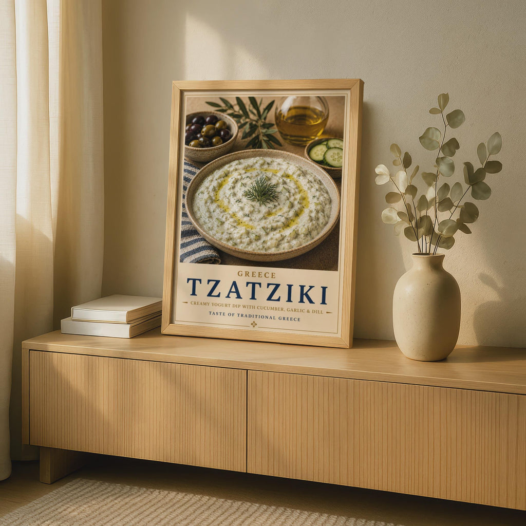 Tzatziki Greece Food Poster, Greek Kitchen Wall Art, Mediterranean Cuisine Print
