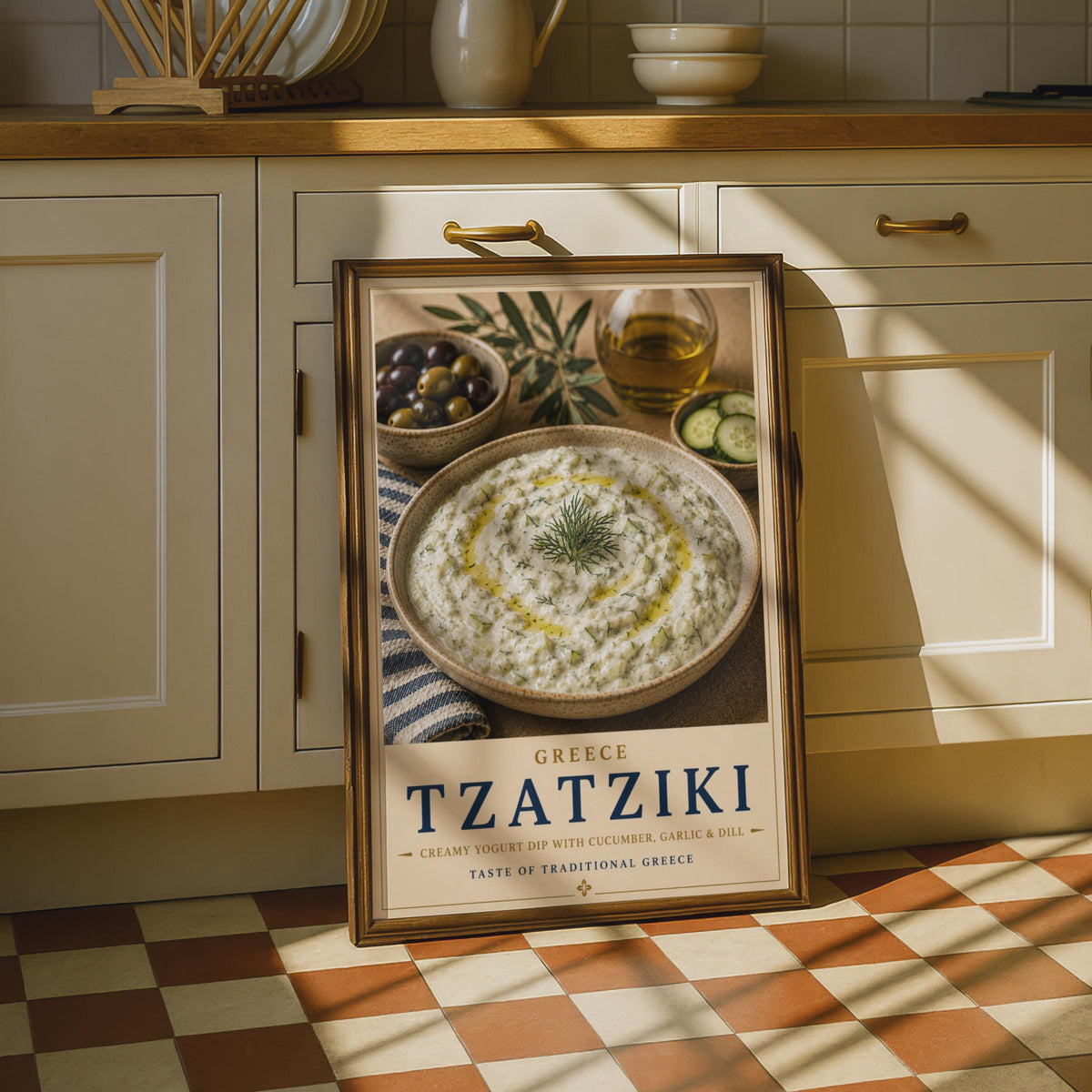 Tzatziki Greece Food Poster, Greek Kitchen Wall Art, Mediterranean Cuisine Print