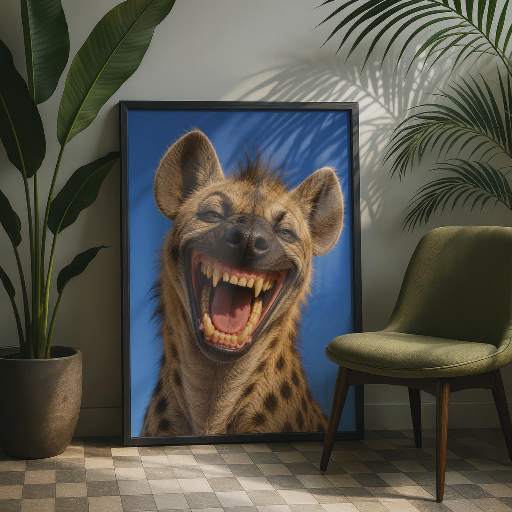 Laughing Hyena Poster, Funny Wildlife Animal Print, African Safari Wall Art