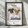 Twins Puppy Poster, Humorous Dog Wall Art, Pet Portrait Print