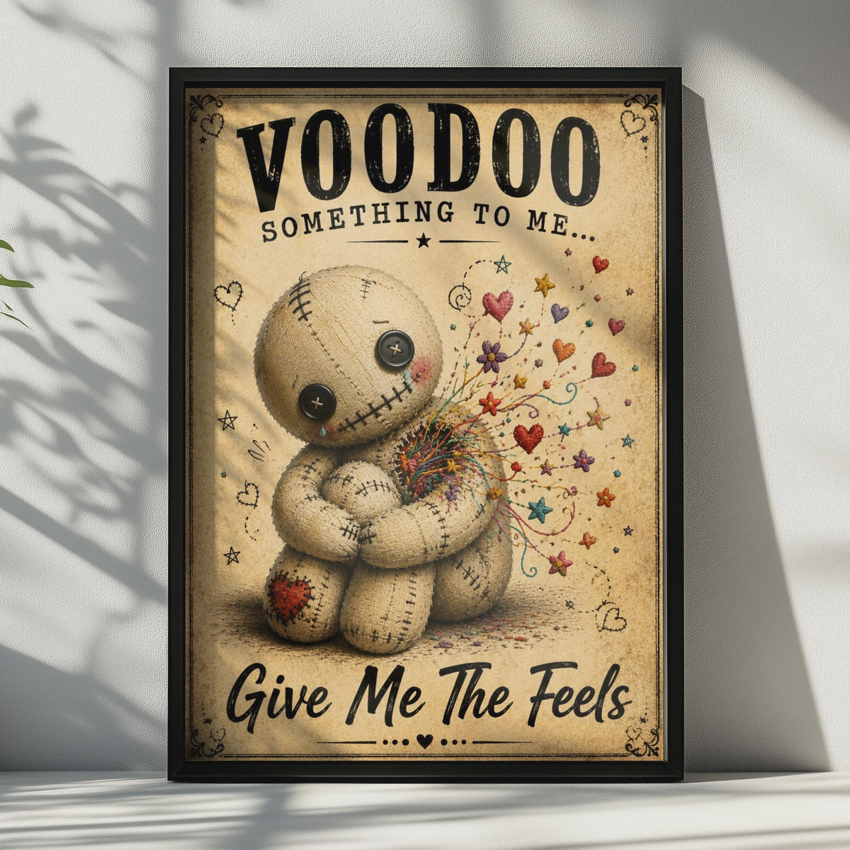 Voodoo Doll Poster, Give Me The Feels Quirky Wall Art, Dark Humour Gift Print