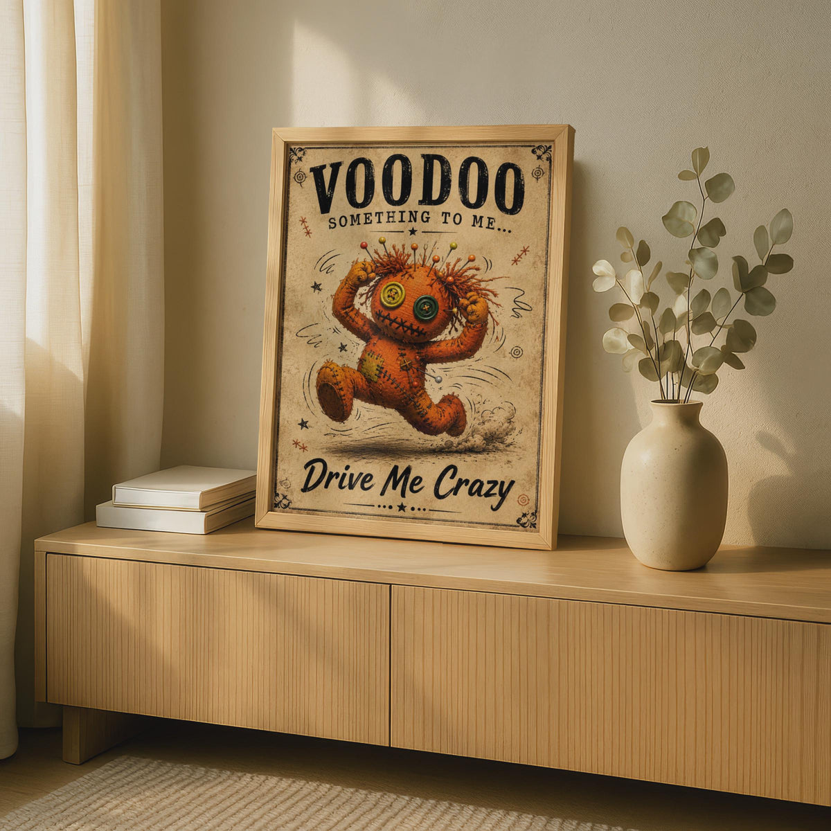 Voodoo Doll Poster, Funny Halloween Wall Art, Vintage Style Quirky Home Decor Print