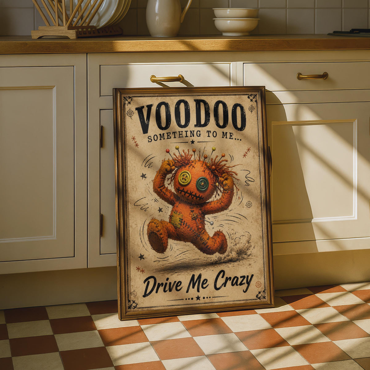 Voodoo Doll Poster, Funny Halloween Wall Art, Vintage Style Quirky Home Decor Print