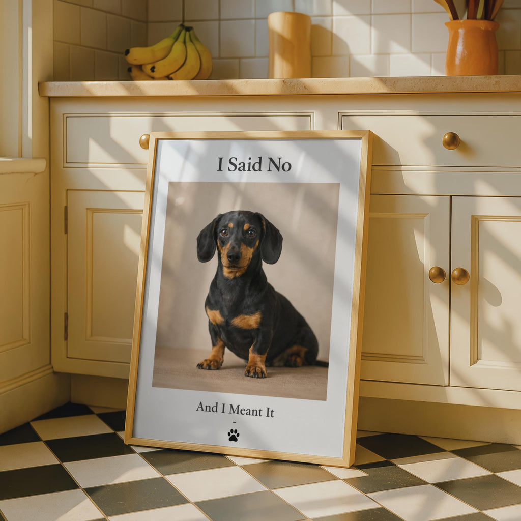 Funny Dachshund Poster, I Said No And I Meant It, Sausage Dog Wall Art Gift