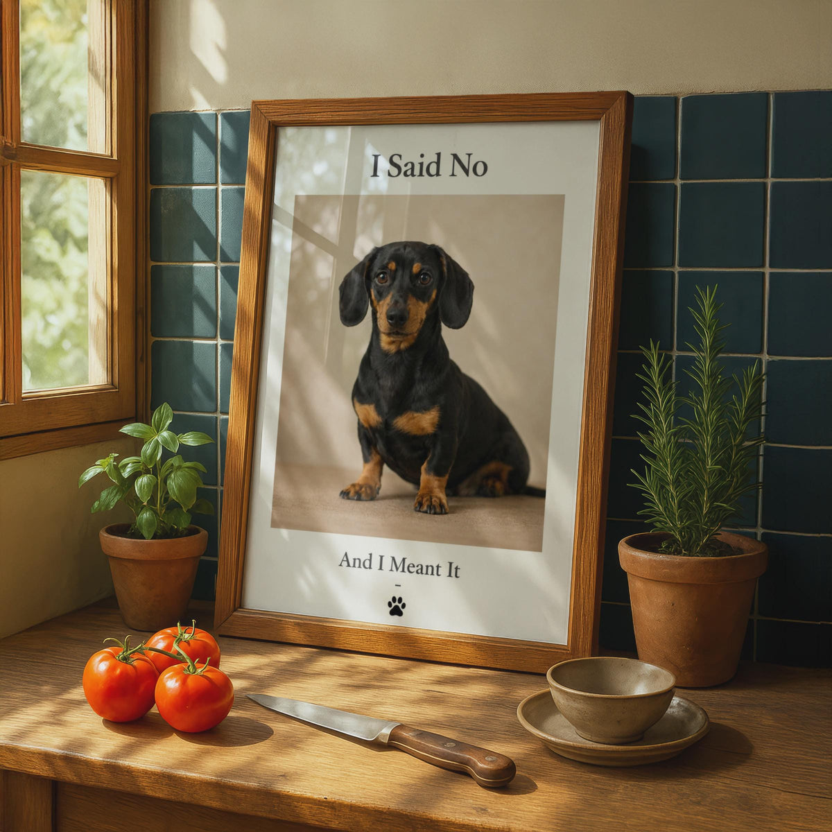Funny Dachshund Poster, I Said No And I Meant It, Sausage Dog Wall Art Gift