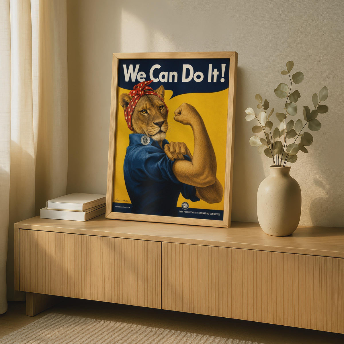 We Can Do It Lion Poster, Feminist Lioness Wall Art,  Parody Print