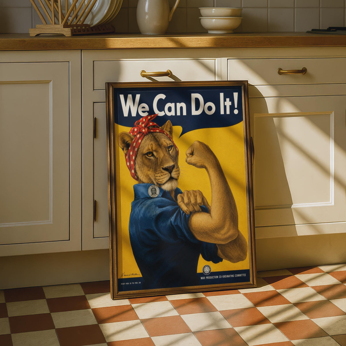 We Can Do It Lion Poster, Feminist Lioness Wall Art,  Parody Print