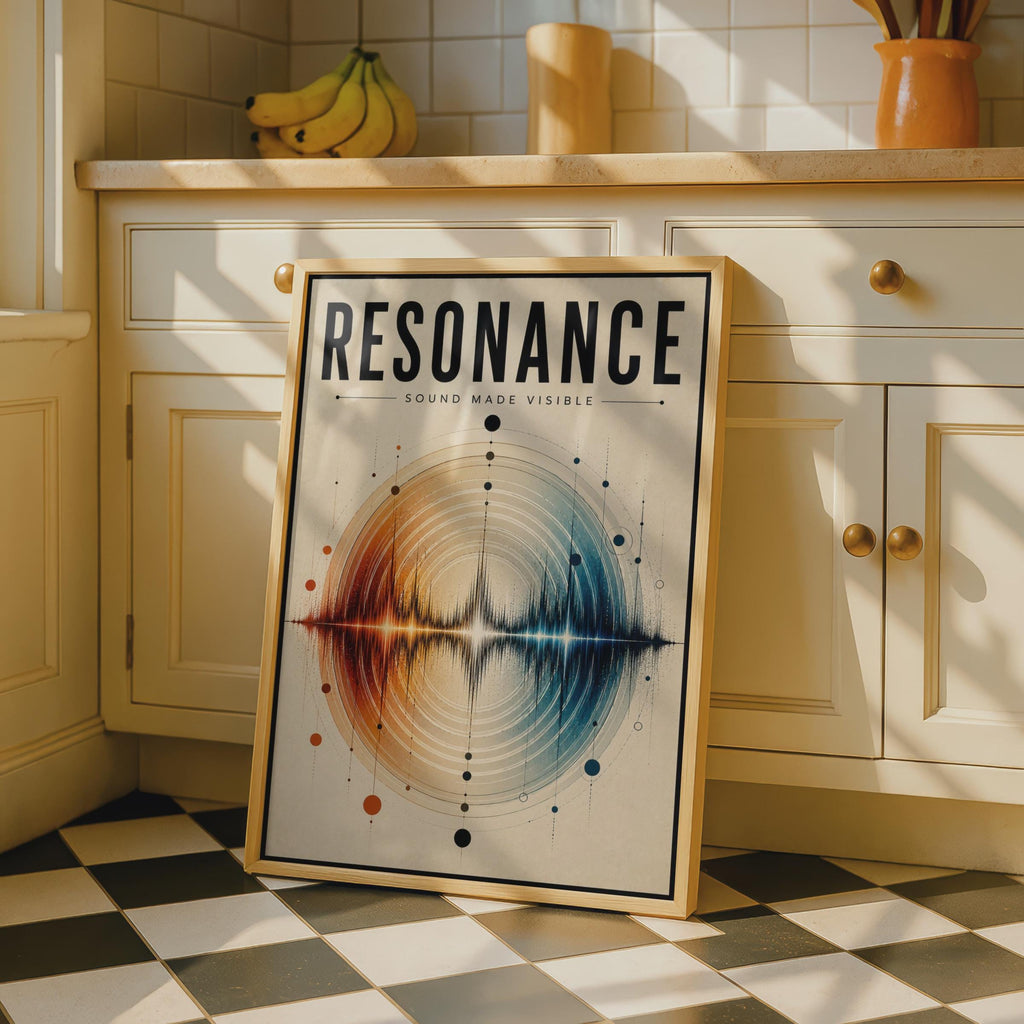 Resonance Sound Wave Poster, Music Art Print, Abstract Waveform Wall Art, Studio Decor