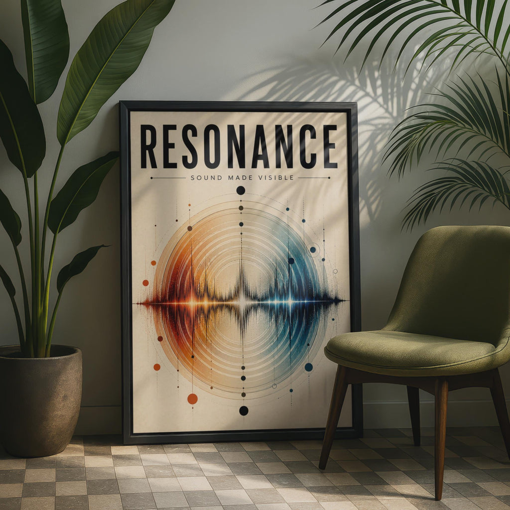 Resonance Sound Wave Poster, Music Art Print, Abstract Waveform Wall Art, Studio Decor