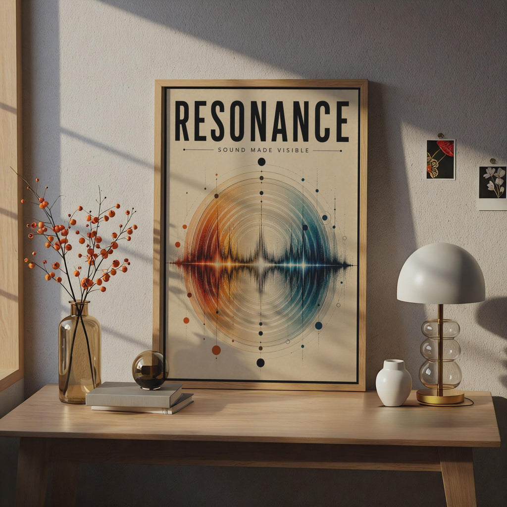 Resonance Sound Wave Poster, Music Art Print, Abstract Waveform Wall Art, Studio Decor