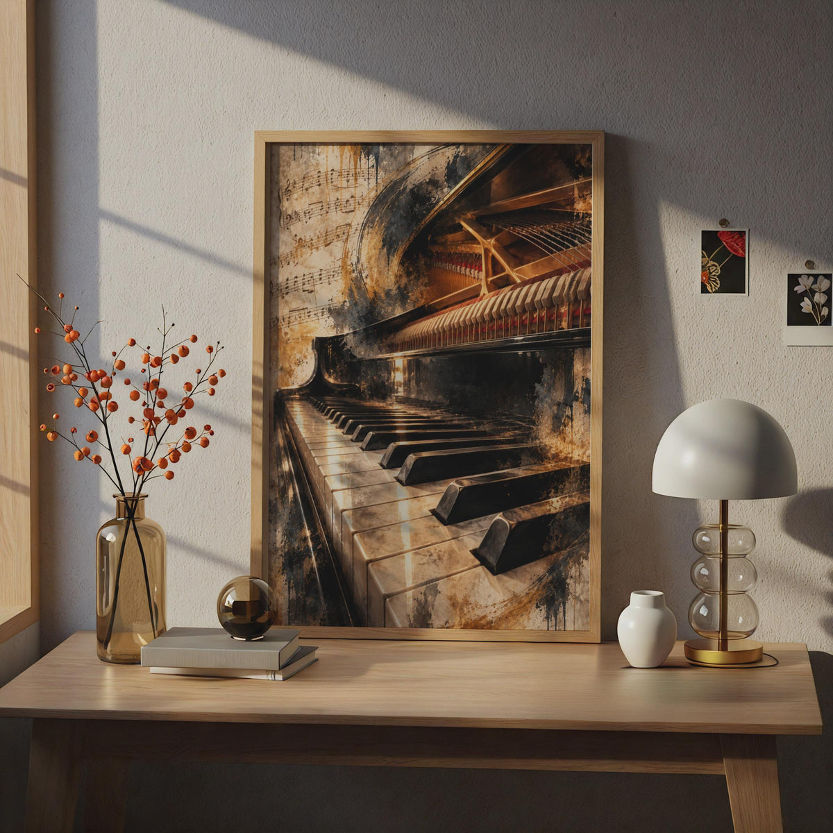 Grand Piano Poster, Music Wall Art, Gold Black Keys Print, Classical Music Decor