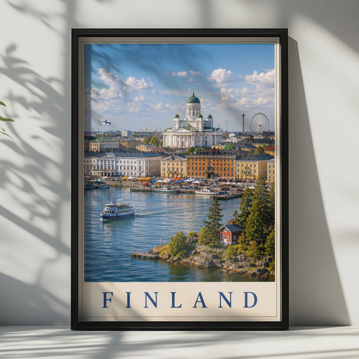 Finland Helsinki Travel Poster, Cathedral Harbour Skyline Wall Art, Scandinavian Home Decor