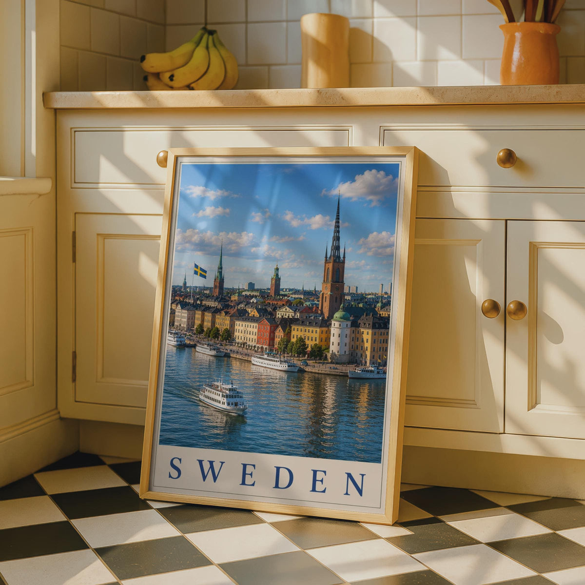 Sweden Travel Poster, Stockholm Skyline Wall Art, Scandinavian City Print, Nordic Home Decor