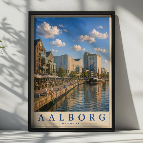 Aalborg Denmark Travel Poster, Danish Harbour Wall Art, Scandinavia City Print, Nordic Home Decor