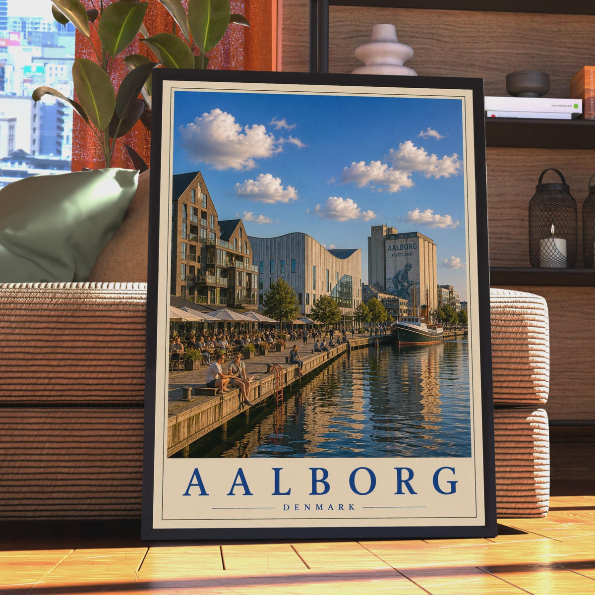 Aalborg Denmark Travel Poster, Danish Harbour Wall Art, Scandinavia City Print, Nordic Home Decor