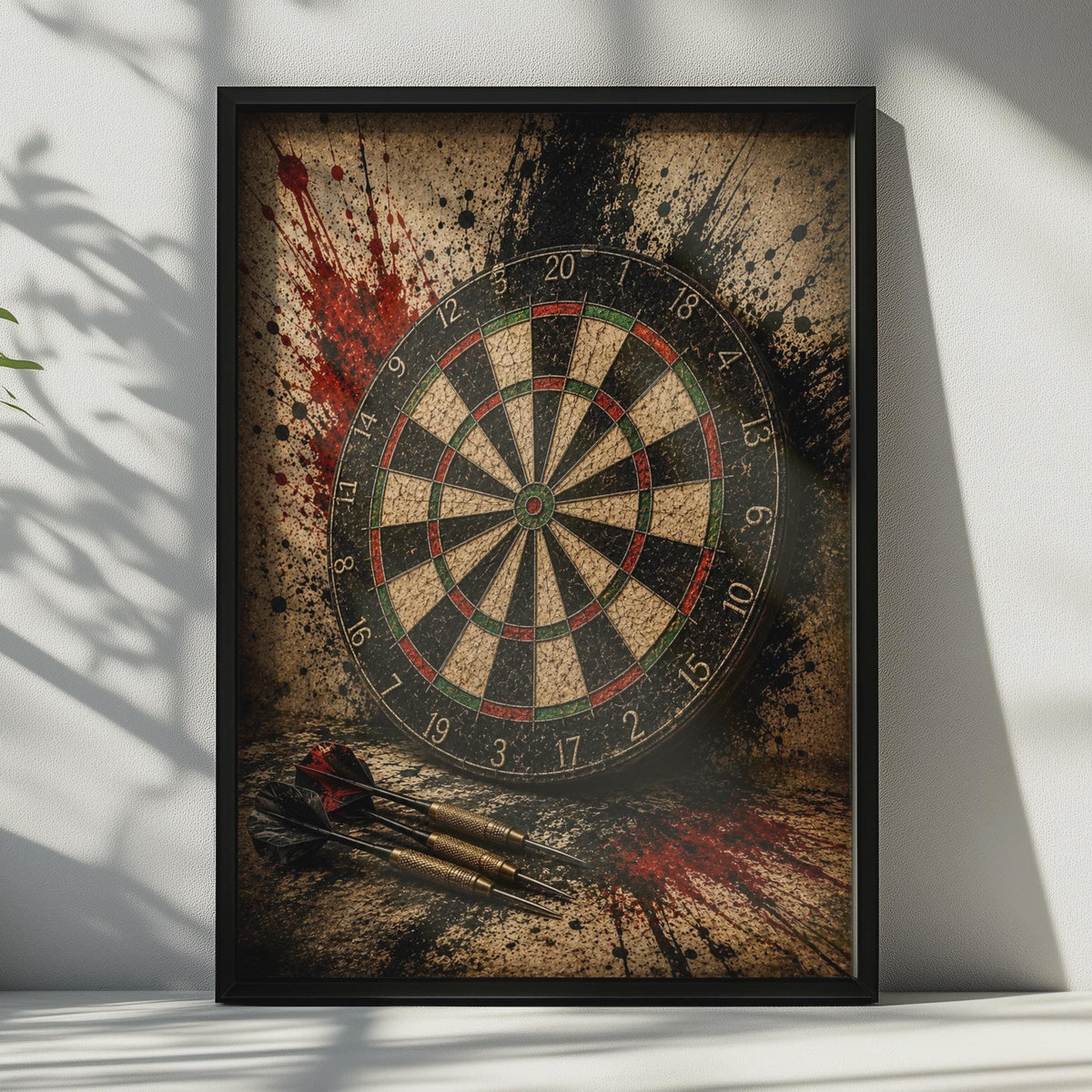 Dartboard Grunge Poster, Dark Darts Wall Art, Moody Sports Room Decor, Games Room