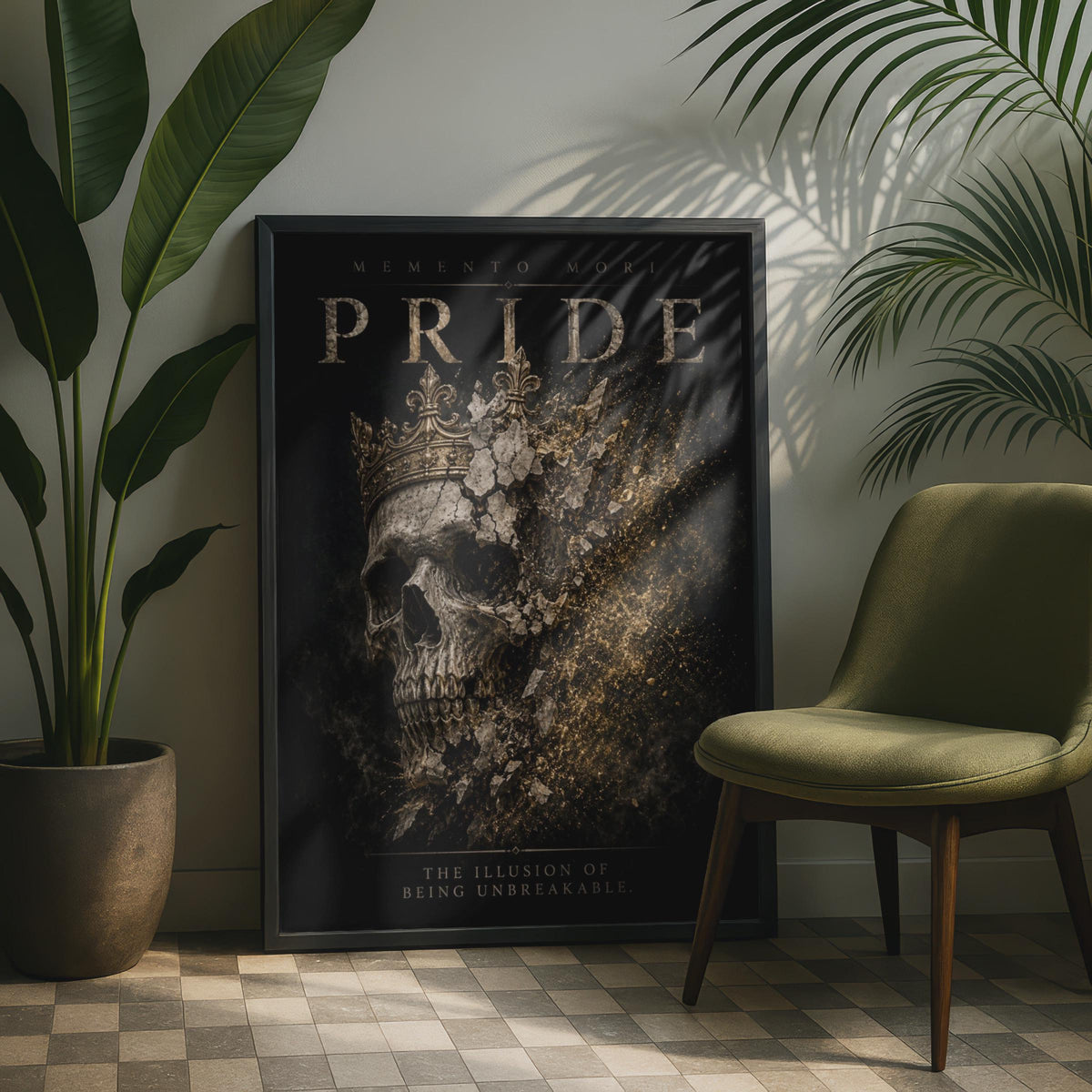 Memento Mori Pride Skull Crown Poster, Dark Stoic Wall Art, Seven Deadly Sins Print