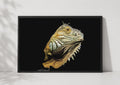 Iguana Portrait Poster, Reptile Wall Art, Dark Background Wildlife Photo Print