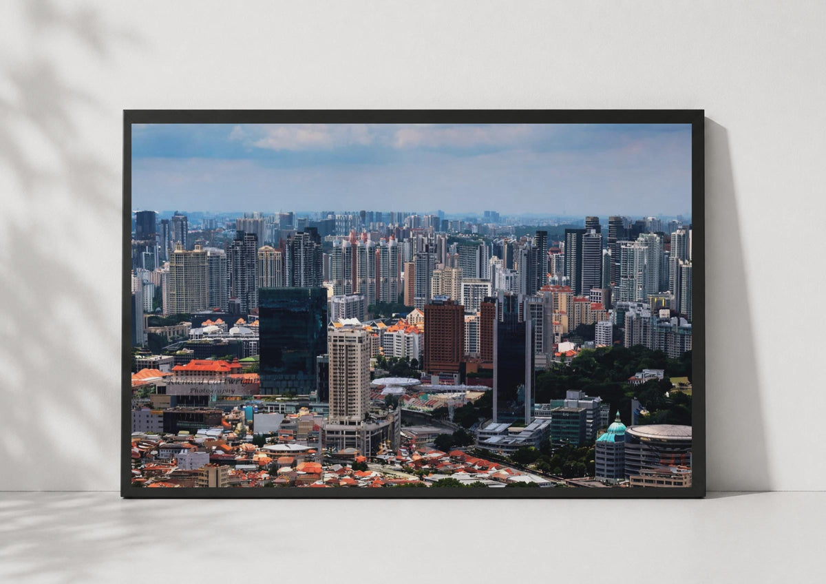 Singapore City Skyline Poster, Aerial Cityscape Photography Print, Asia Travel Wall Art