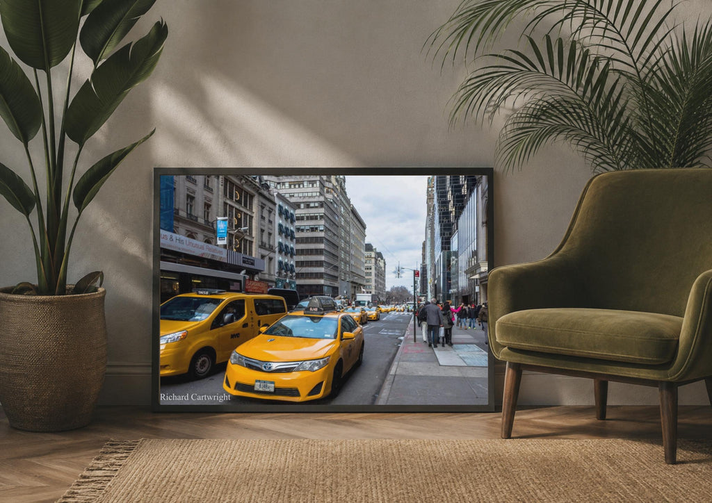 New York City Yellow Taxi Poster, NYC Street Photography, Manhattan Wall Art Print