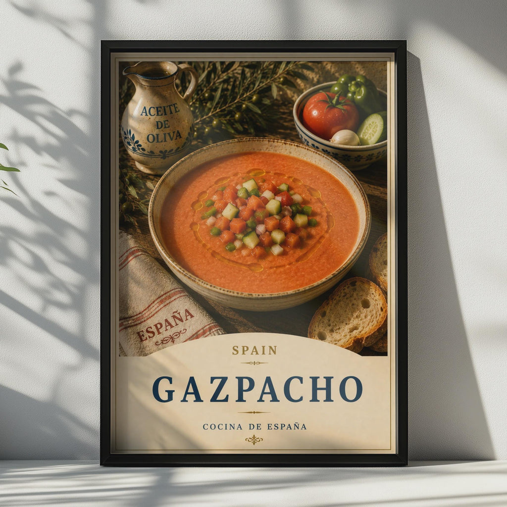 Gazpacho Spain Food Poster, Spanish Kitchen Wall Art, Cocina de Espana, Tomato Soup Print