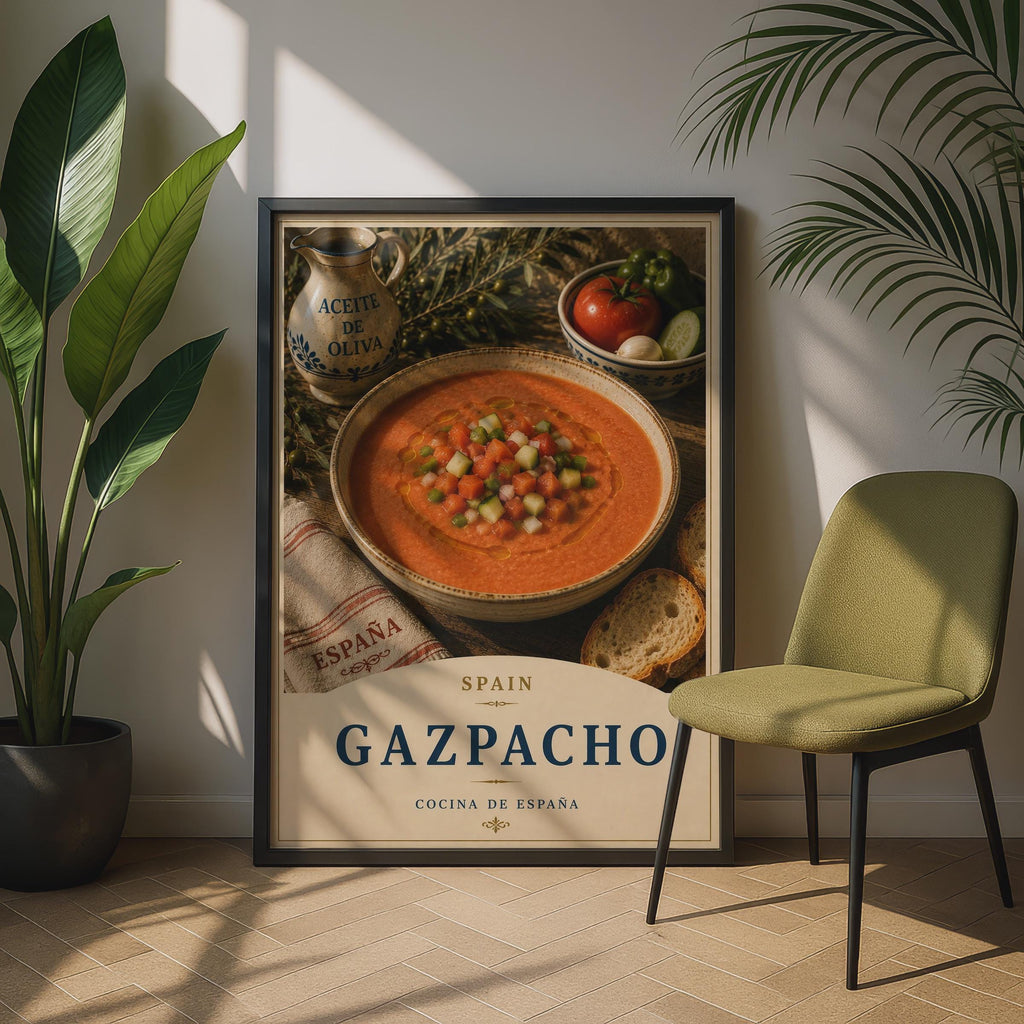 Gazpacho Spain Food Poster, Spanish Kitchen Wall Art, Cocina de Espana, Tomato Soup Print