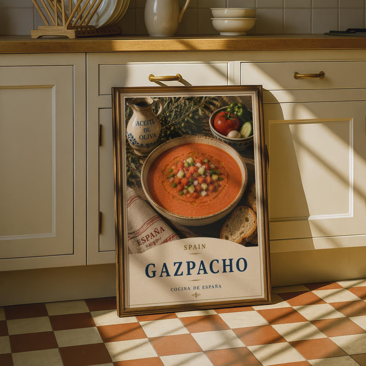 Gazpacho Spain Food Poster, Spanish Kitchen Wall Art, Cocina de Espana, Tomato Soup Print