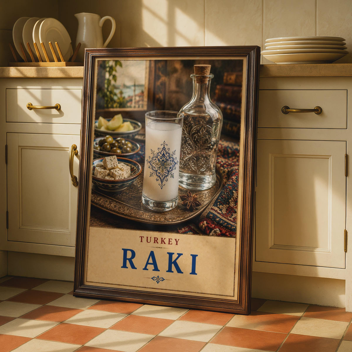 Turkey Raki Poster, Anise Spirit, Istanbul Bar Decor, Vintage Style Print