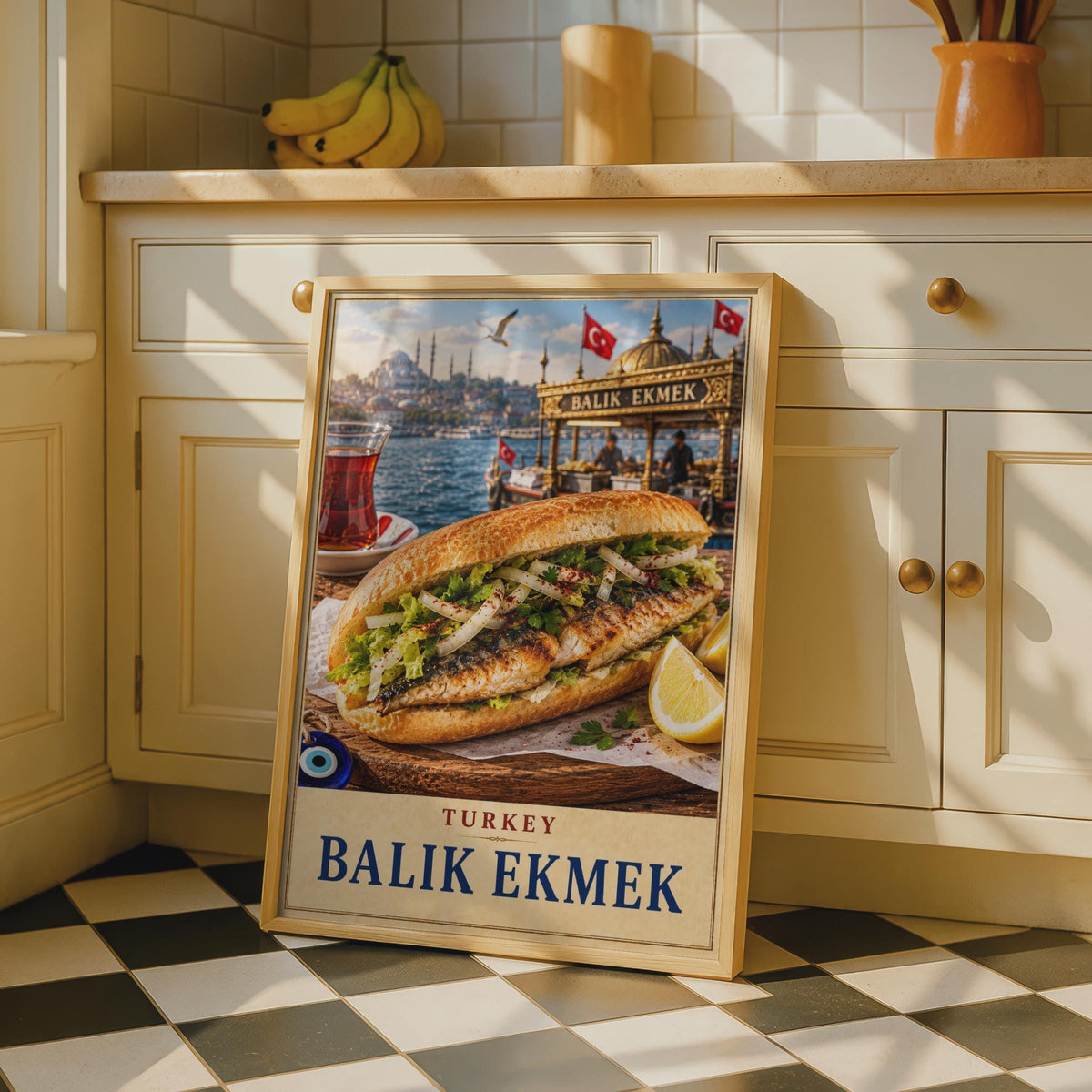 Balık Ekmek Istanbul Poster, Turkish Street Food Art, Bosphorus Travel Print (Wall Decor)