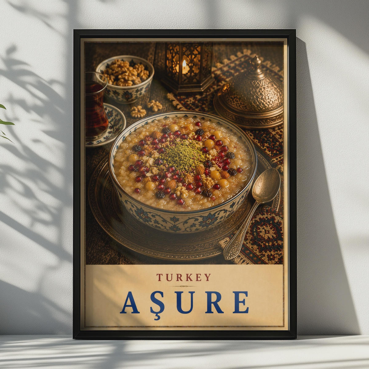 Turkish Asure Food Poster, Ottoman Kitchen Decor, Warm Tones (Print)
