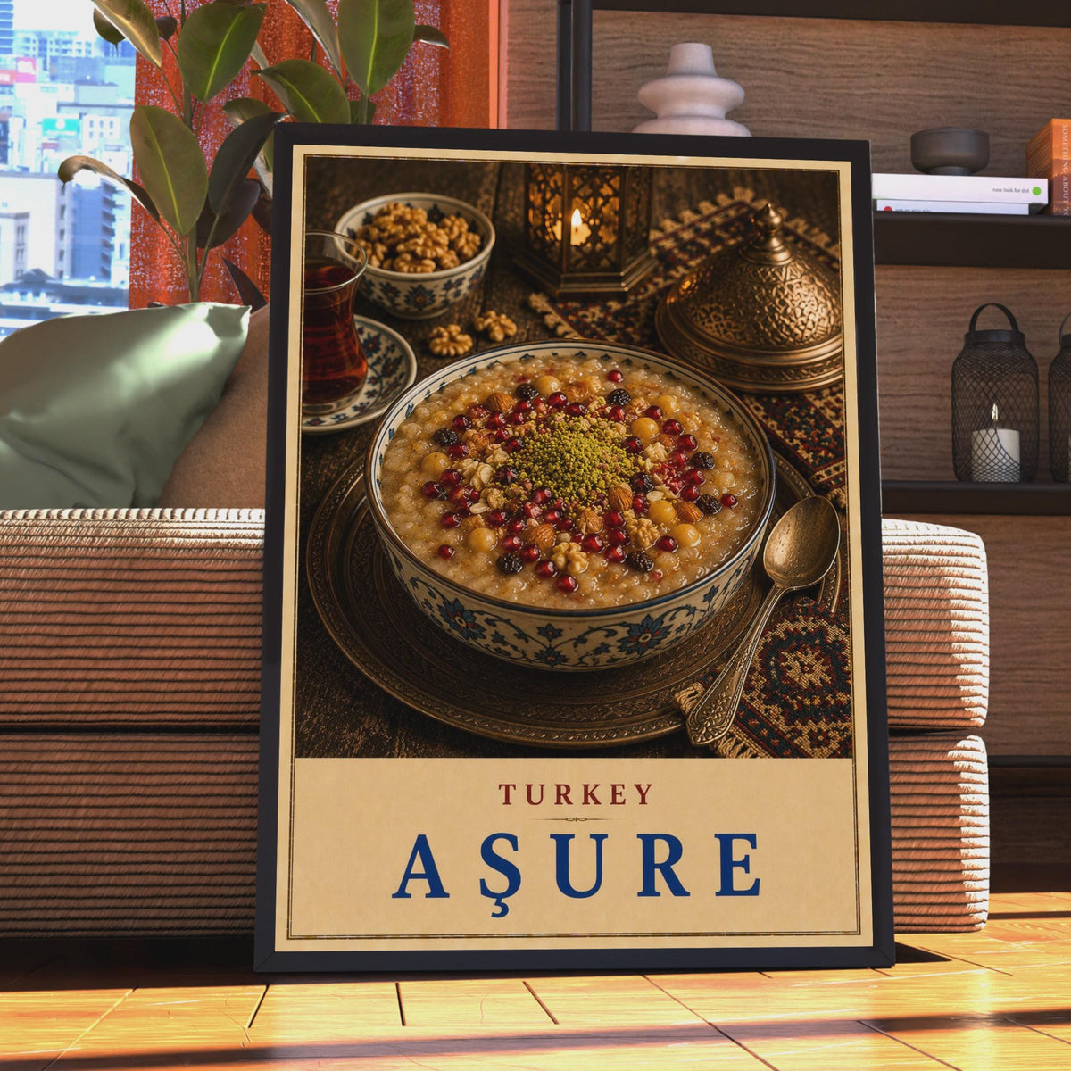 Turkish Asure Food Poster, Ottoman Kitchen Decor, Warm Tones (Print)
