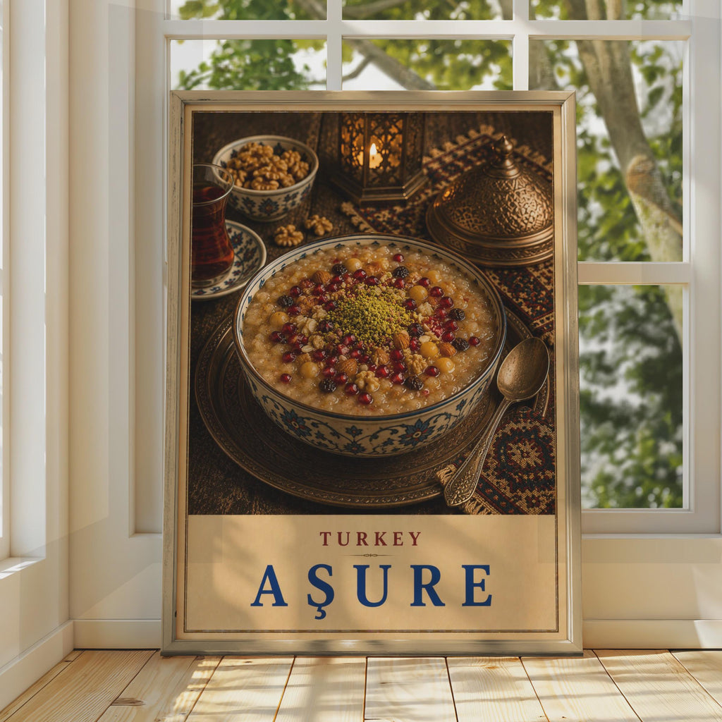 Turkish Asure Food Poster, Ottoman Kitchen Decor, Warm Tones (Print)