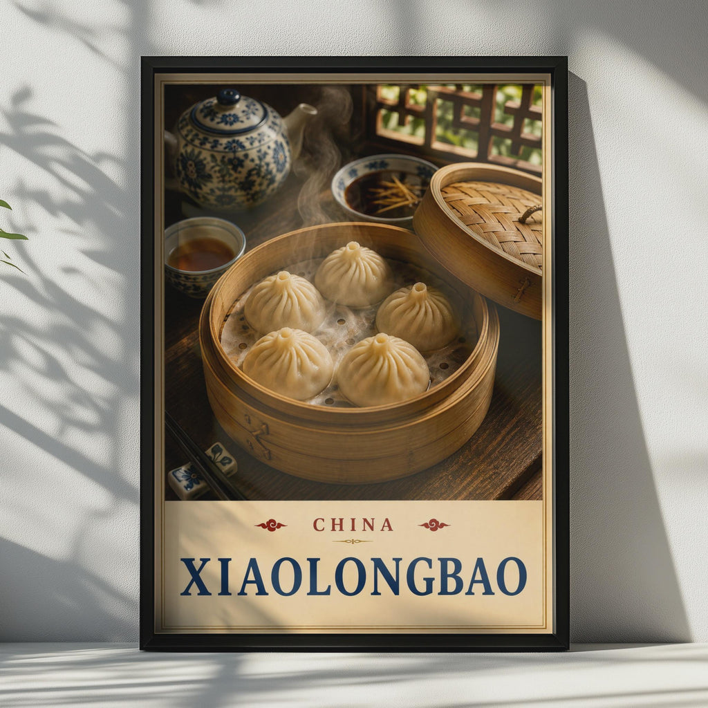 Xiaolongbao China Food Poster, Dim Sum Kitchen Wall Art, Asian Cuisine Print