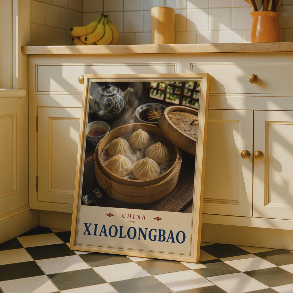 Xiaolongbao China Food Poster, Dim Sum Kitchen Wall Art, Asian Cuisine Print