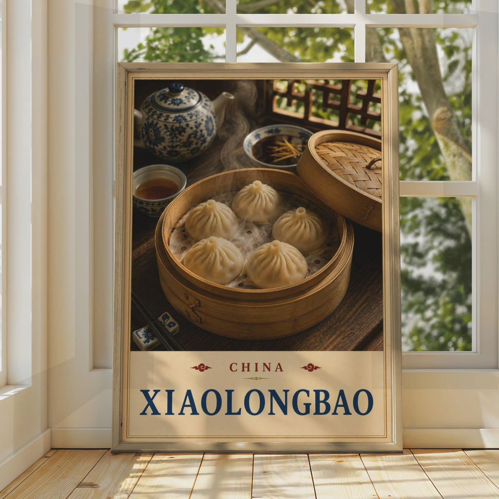 Xiaolongbao China Food Poster, Dim Sum Kitchen Wall Art, Asian Cuisine Print