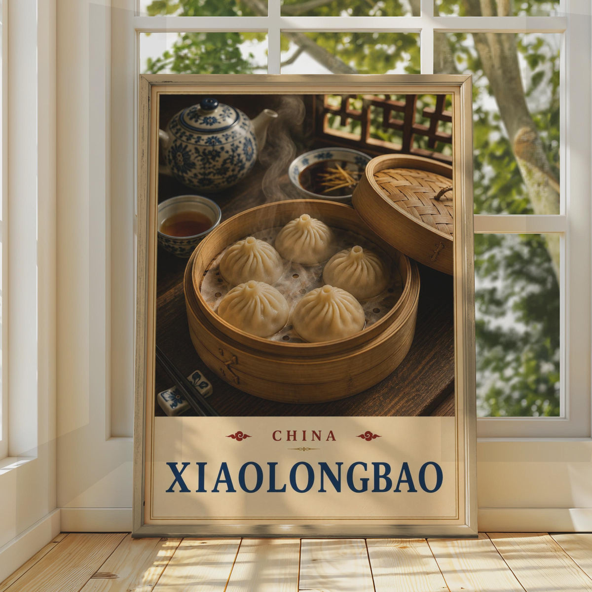 Xiaolongbao China Food Poster, Dim Sum Kitchen Wall Art, Asian Cuisine Print