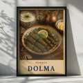 Turkish Dolma Food Poster, Mediterranean Cuisine Wall Art, Stuffed Vine Leaves (Print)