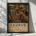 Taurus Zodiac Poster, Funny Bull in Armchair, Astrology Wall Art (Print)