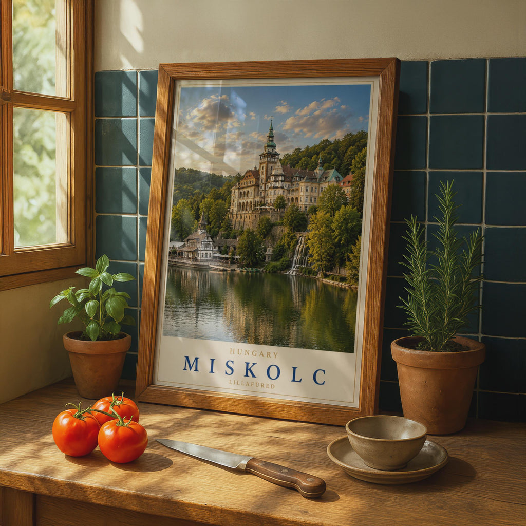 Miskolc Lillafured Travel Poster, Palota Hotel Lake, Hungarian Castle Print (Europe Architecture Decor)