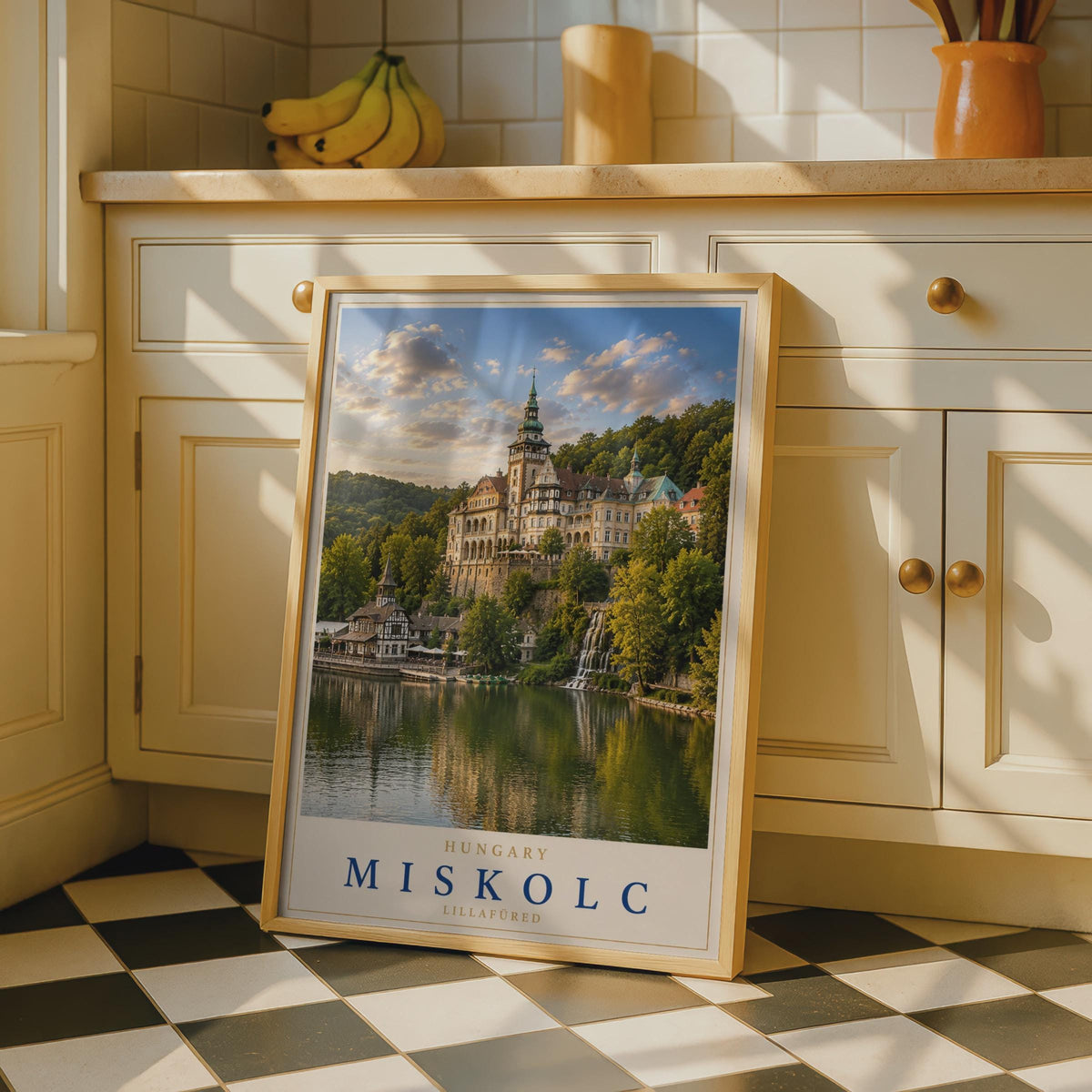 Miskolc Lillafured Travel Poster, Palota Hotel Lake, Hungarian Castle Print (Europe Architecture Decor)