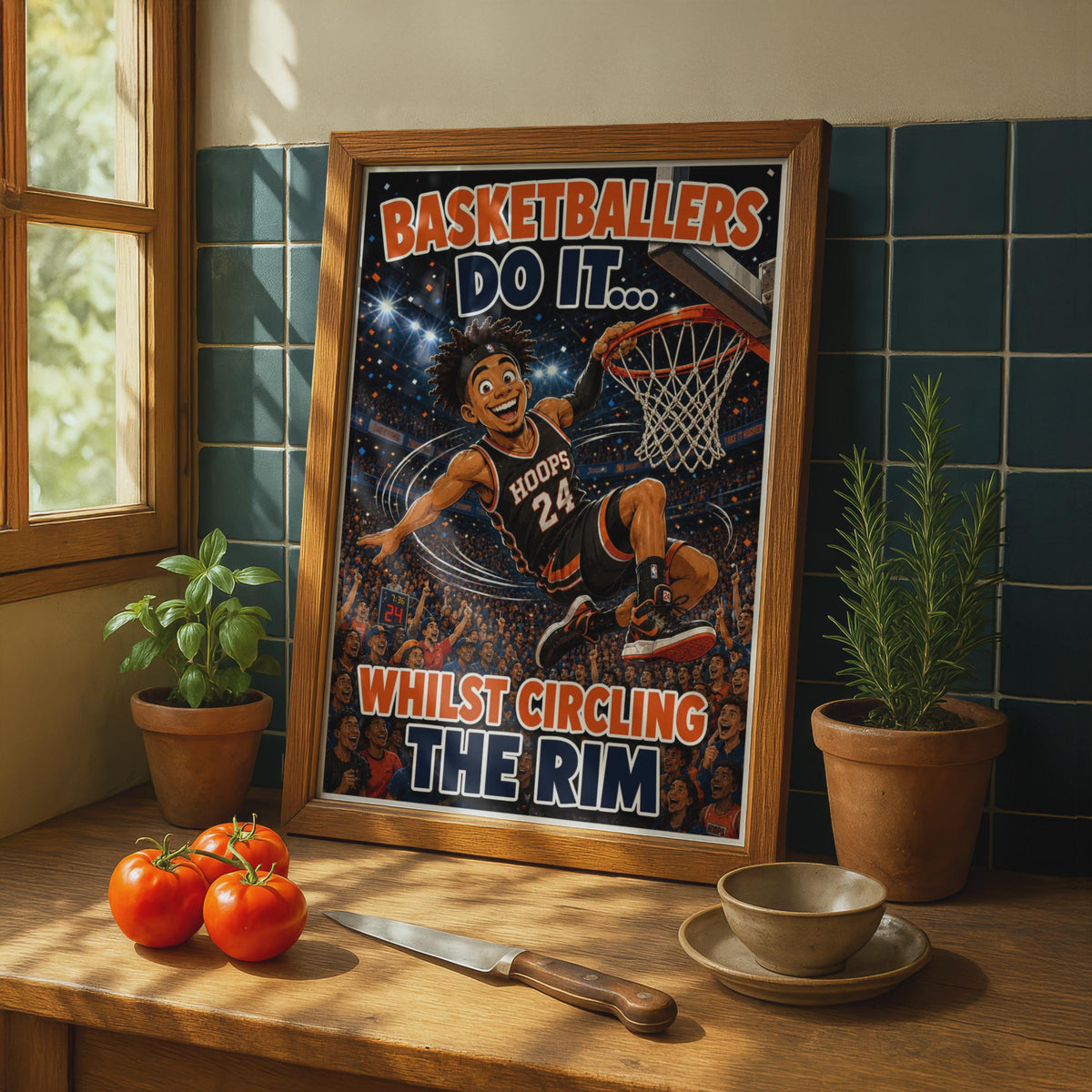 Funny Basketball Poster, Basketballers Do It Humour Gift, Comic Sports Wall Art