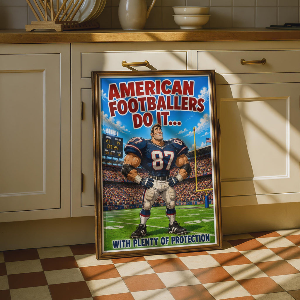 American Football Funny Sports Poster, Humour  Wall Art, Comic Style Print