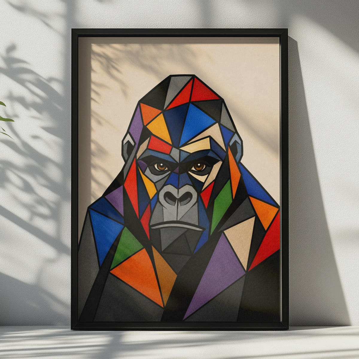 Geometric Gorilla Print, Colorful Low Poly Ape Wall Art, Modern Animal Decor
