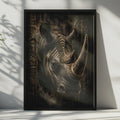 Rhino Poster Black Gold African Tribal Art, Dark Wildlife Wall Art, Bold Animal Print