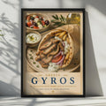 Greek Gyros Food Poster, Greece Kitchen Wall Art, Tzatziki Pita Print, Mediterranean Cuisine Decor