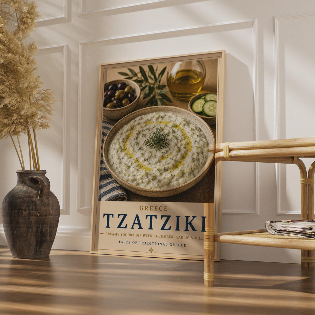 Tzatziki Greece Food Poster, Greek Kitchen Wall Art, Mediterranean Cuisine Print
