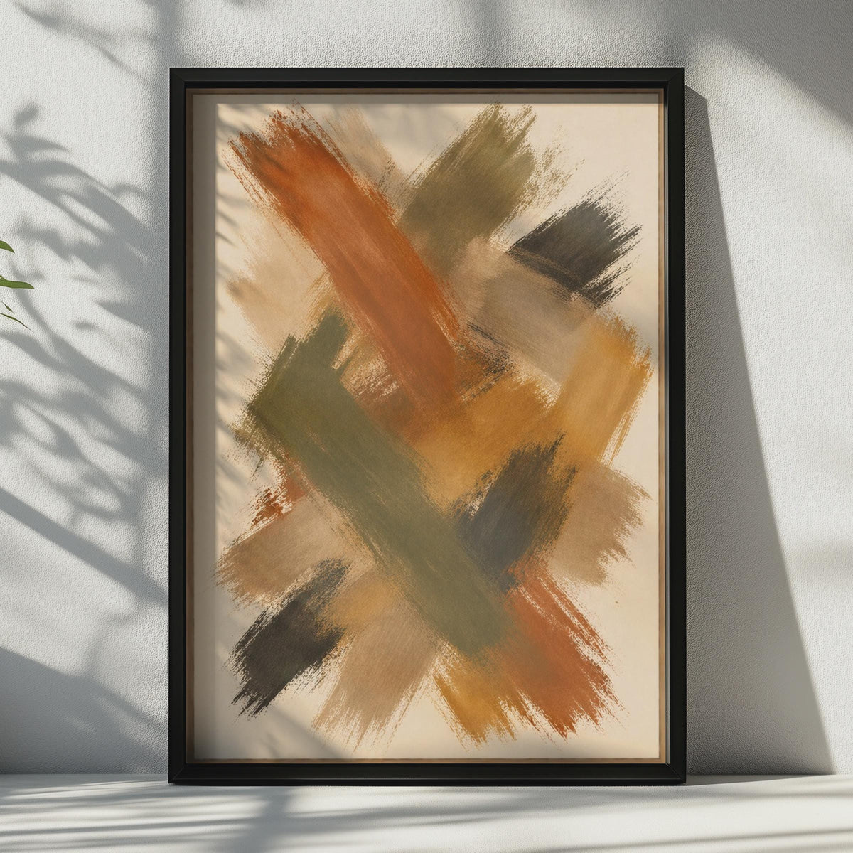 Abstract Brushstroke Poster, Earthy Tones, Warm Neutral Living Room Decor (Printed to Order)